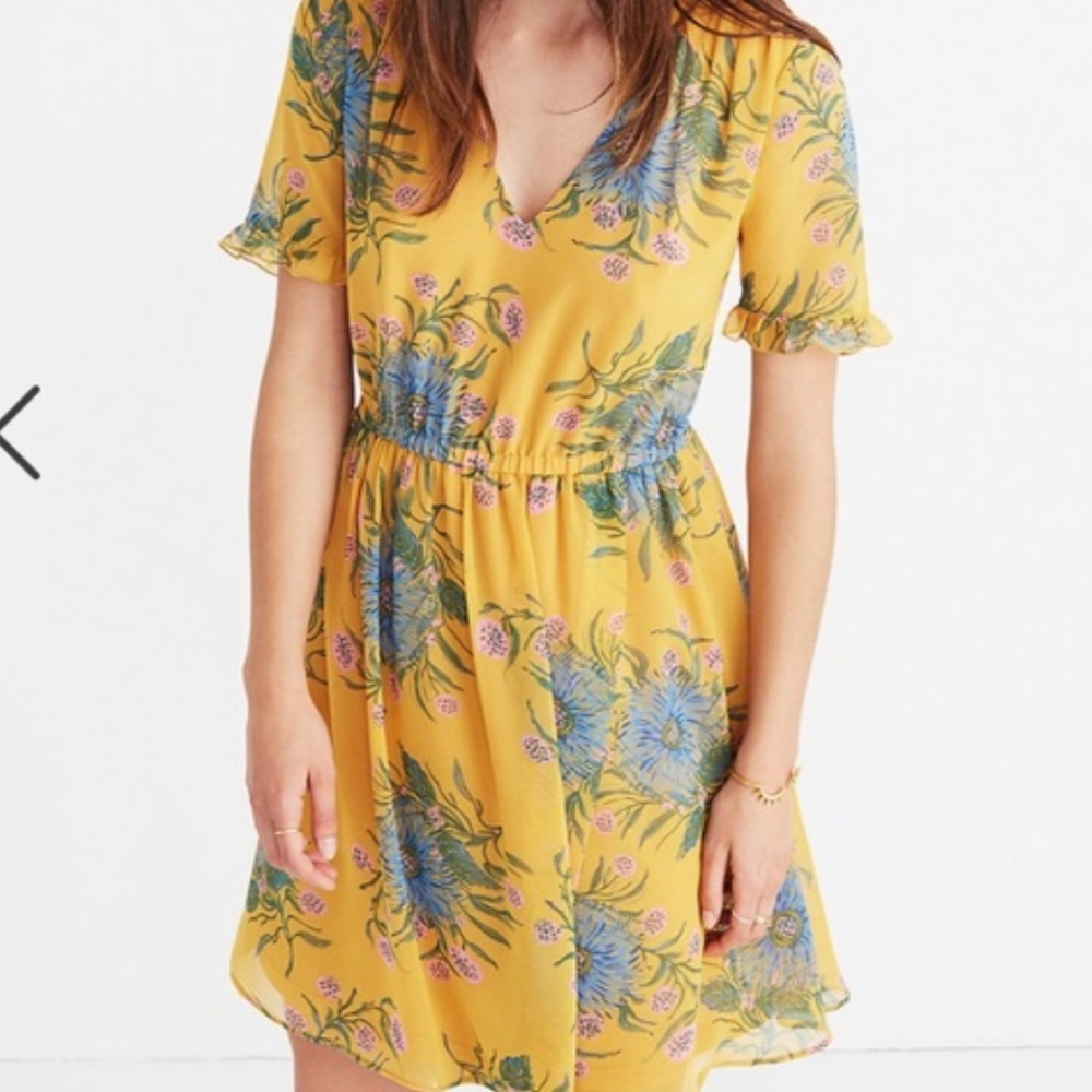 Madewell Yellow Flutter Sleeve Sundress